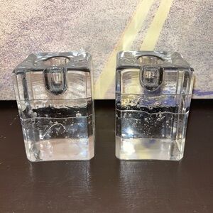 Ittala Finland Arkipelago Candle Holders by Timo Sarpaneva square set of 2 glass